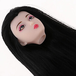 Avis 1/6 BJD Head Sculpt avec de longs cheveux noirs maquillage poupée bricolage faisant des fournitures