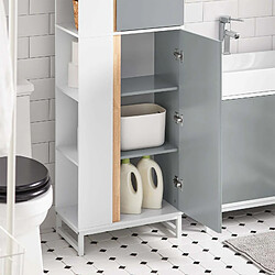 SoBuy BZR76-HG Meuble Colonne de Salle de Bain Placard Armoire Toilette Haute Etagères de Rangement pas cher