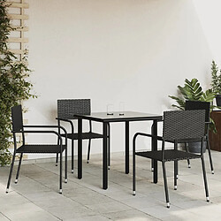 vidaXL Ensemble à manger de jardin 5 pcs noir résine tressée et acier