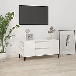 Maison Chic Meuble TV scandinave - Banc TV pour salon Blanc brillant 102x44,5x50 cm Bois d'ingénierie -MN49446