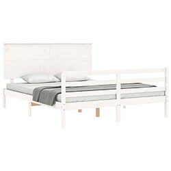 Acheter Maison Chic Lit adulte - Cadre Structure de lit avec tête de lit Contemporain blanc King Size bois massif -MN60953