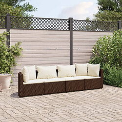 vidaXL Salon de jardin 4 pcs avec coussins marron résine tressée