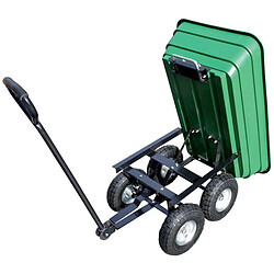 Brixo Chariot de jardin cuve basculante en polypropylène 250 kg charge max 4 roues gonflables