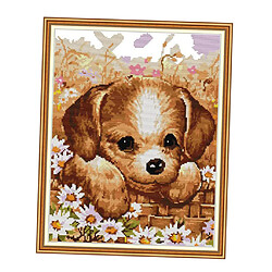 Kits Point De Croix Estampés Et Comptés - Motif Mignon Pour Chiot 39x48cm 11CT