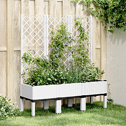 Maison Chic Jardinière,Bac à fleurs avec treillis - pot de fleur blanc 120x40x142 cm PP -GKD39663