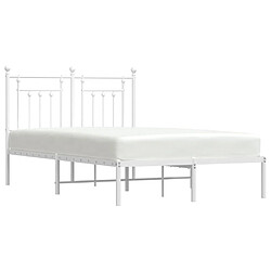 Acheter Maison Chic Lit adulte - Cadre de lit métal avec tête de lit pour chambre blanc 135x190 cm -MN32925