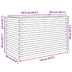 vidaXL Jardinière cire marron 110x60x68,5 cm bois de pin massif pas cher