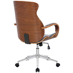 Acheter Decoshop26 Fauteuil de bureau avec accoudoirs cadre robuste en bois courbé couleur noyer PVC gris et métal chromé 10_0002545