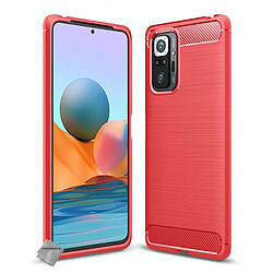 Htdmobiles Coque silicone gel carbone pour Xiaomi Redmi Note 10 Pro + film ecran - ROUGE