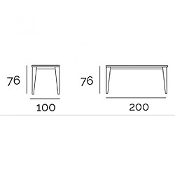 Avis Inside 75 Table repas GEO 8 couverts 200 x 100 x 76 cm pieds noirs plateau céramique hidra