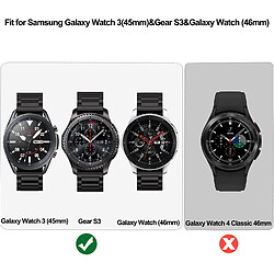 Gear S3 Frontier Band/Galaxy Watch 46 mm Bands/Galaxy Watch 3 Band 45 mm, 22 mm en acier inoxydable massif Bracelet d'affaires en métal pour Samsung Gear S3/Galaxy Watch 46 mm/Galaxy Watch 3 45 mm Noir