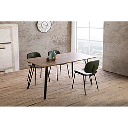 Acheter Pegane Table à manger rectangulaire en MDF décor noyer chêne avec pied en métal noir - Longueur 160 x Profondeur 90 x Hauteur 76 cm