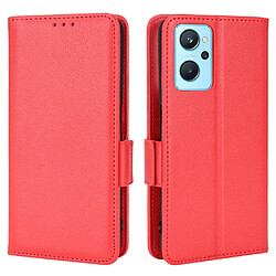 Etui en PU texture litchi avec support, rouge pour votre Realme 9i/Oppo A36 4G/A76 4G