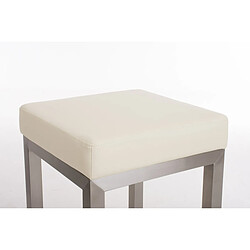 Decoshop26 Tabouret de bar x1 avec repose-pieds design simple hauteur d'assise 80 cm en PVC crème et support en acier inoxydable 10_0005414