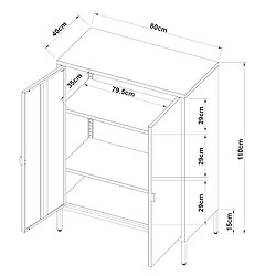 Helloshop26 Armoire de bureau casier de bureau meuble de rangement pour salon bureau chambre atelier acier 110 x 80 x 40 cm gris clair 03_0006318