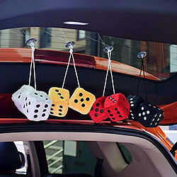 Acheter Universal 1 paire de miroir carré vintage suspendu couples moulures nulle peluche dés avec les petits points de la décoration intérieure de la voiture (noir)