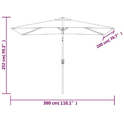 Helloshop26 Parasol avec mât en métal 300 x 200 cm noir 02_0008134 pas cher