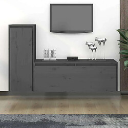 Maison Chic Meubles TV 2 pcs pour salon Gris Bois massif de pin -MN47773