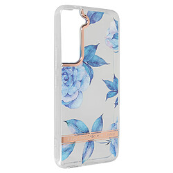 Avizar Coque Samsung Galaxy S22 Dos Rigide Contour Souple Design Fleurs Bleues