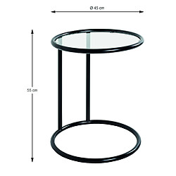 Pegane Table d'appoint en verre trempé, métal coloris noir - diamètre 45 x hauteur 55 cm pas cher