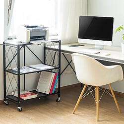 Acheter Maclean MC-897 Étagère pliante à roulettes 3 niveaux multifonctionnelle Étagère de rangement mobile Étagère à livres Étagère de bureau Étagère de stockage Métal Noir