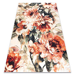 RUGSX Tapis ANTIKA 24 tek, fleurs, feuilles moderne, lavable - terre cuite 120x170 cm