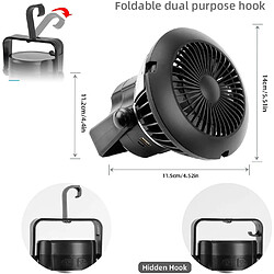 Avis Ventilateur de Camping Ventilateur de Tente Rechargeable avec Crochet de Suspension Ventilateur Solaire Portable avec Lumière Mini Ventilateur de Refroidissement sur Pied USB Noir