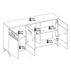 Dansmamaison Buffet 3 portes battantes Chêne Miel/Blanc LED - APODIS