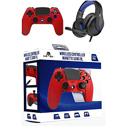 Freaks And Geeks Pack Manette PS4 Manette Bluetooth ROUGE 3.5 JACK + Casque Gamer PRO-1661 PS4-PS5 PLAYSTATION SWITCH XBOX ONE X/S PC