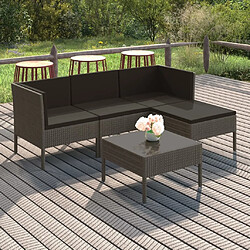 Maison Chic Salon de jardin 5 pcs + coussins - Mobilier/Meubles de jardin - Table et chaises d'extérieur Résine tressée Gris -MN81410