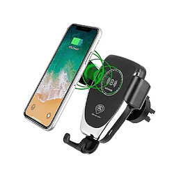 Chrono Chargeur de voiture sans fil, évent à serrage automatique à charge rapide Qi ABS 10W, support de téléphone pour tableau de bord compatible avec iPhone 12 Series/11/Pro Max, Samsung S10/S9/S8/S20 Series (Noir)