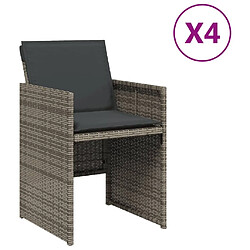 Maison Chic Lot de 4 Chaises de jardin avec coussins | chaises Relax d'extérieur gris résine tressée -GKD97364