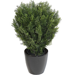 Pegane Plante artificielle haute gamme Spécial extérieur / Cyprès Buisson Rond Artificiel coloris vert - Dim : 75 x 55 cm