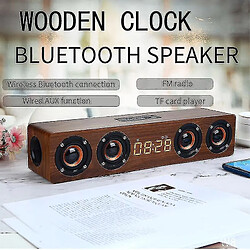 Universal Home Theatre portable colonne Bluetooth haut-parleur sans fil de haut-parleur en bois d'alarme en haut-parleur (marron)