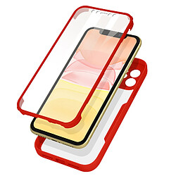 Avizar Coque 360° pour iPhone 11 Dos Rigide Protection Écran Souple Contour rouge