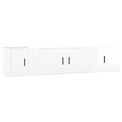 Maison Chic Ensemble de meubles TV 3 pcs pour salon - Blanc brillant Bois d'ingénierie -MN23094