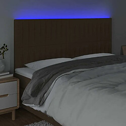 Avis Maison Chic Tête de lit moderne à LED lumineuse pour chambre - Décoration de lit Marron foncé 160x5x118/128 cm Tissu -MN40457