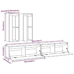 vidaXL Meubles TV 4 pcs Marron miel Bois massif de pin pas cher