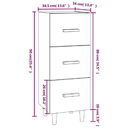 vidaXL Buffet Sonoma gris 34,5x34x90 cm Bois d'ingénierie pas cher