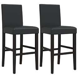 vidaXL Chaises de bar lot de 2 bois massif d'hévéa et similicuir