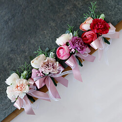 Avis thé de mariage rose œillet fleur de soie fleur à la boutonnière corsage champagne