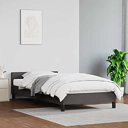 vidaXL Cadre de lit avec tête de lit sans matelas gris 90x190 cm