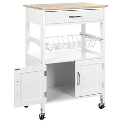 Beliani Chariot de cuisine bois clair et blanc LUGO pas cher