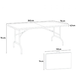 Ahd Amazing Home Design Table pliante rectangulaire 242x76 pour jardin et camping MULHACEN pas cher