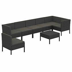 Maison Chic Salon de jardin 8 pcs + coussins - Mobilier/Meubles de jardin - Table et chaises d'extérieur Résine tressée Noir -MN32507