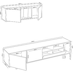 Acheter Pegane Meuble TV coloris chêne à nœuds / blanc artic - Hauteur 46 x Longueur 200 x Profondeur 41 cm