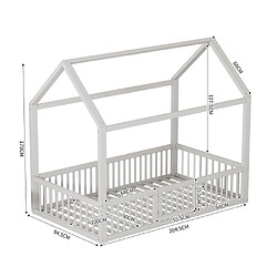 Avis ComfortXL Lit Pour Enfant 90*200cm En Bois Massif, Lit Double, Lit Plat, Lit Maison, Blanc