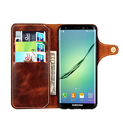 Acheter Wewoo Housse Coque Pour Galaxy S8 Plus Denior Oil Wax Cuir de vachette Bouton magnétique Étui à rabat horizontal en avec fentes cartes et portefeuille marron