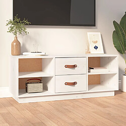 Maison Chic Meuble TV scandinave - Banc TV pour salon Blanc 100x34x40 cm Bois de pin massif -MN49505