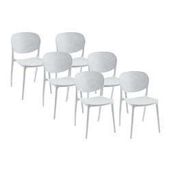 Vente-Unique Lot de 6 chaises empilables en polypropylène - Blanc - CARETANE